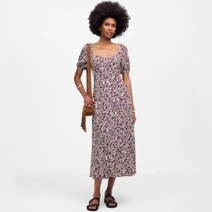 Madewell Burgundy Floral Midi Dress